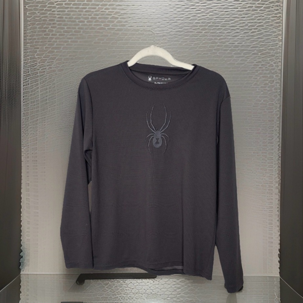Spyder Boys XL Long Sleeve Performance Shirt Gray – Youth Athletic Top